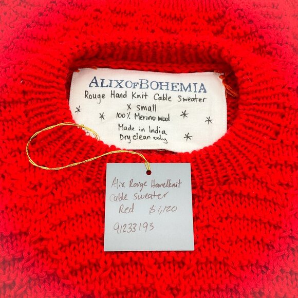 Alix of Bohemia Rouge Wool Hand Knit Cable Sweater - Picture 4 of 4